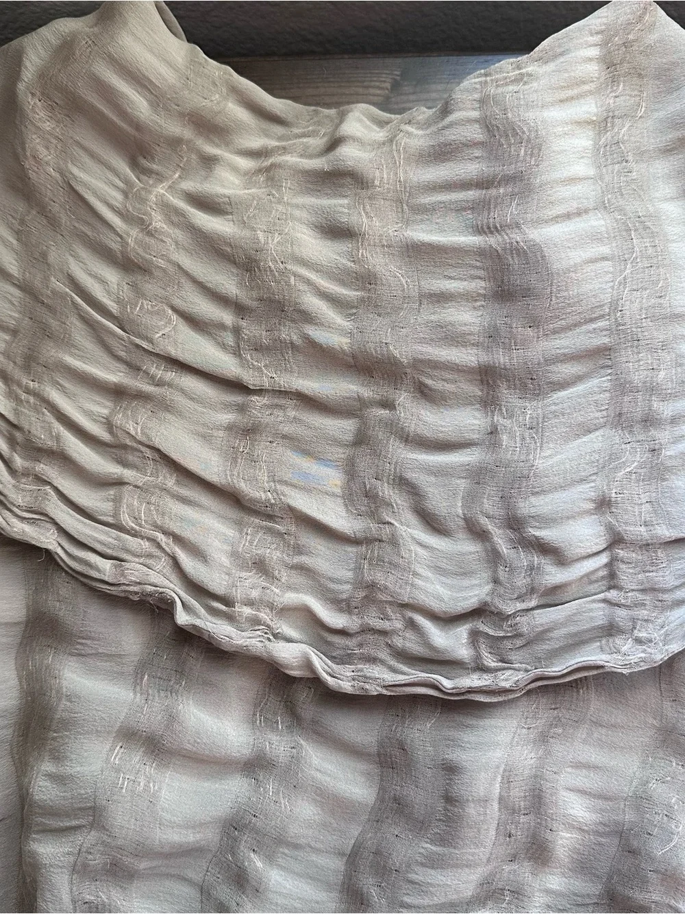 Vintage Chanel 1999A Silk Metallic Gauze Sailor Collar Blouse Taupe CC Button 44